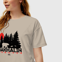 Футболка оверсайз женская Sakhalin forever, цвет: миндальный — фото 2