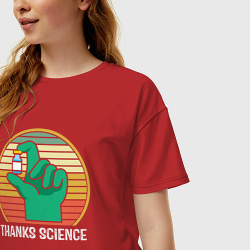 Женская футболка оверсайз Thanks Science / Красный – фото 3