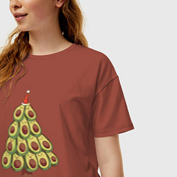 Футболка оверсайз женская Avocado Christmas Tree, цвет: кирпичный — фото 2