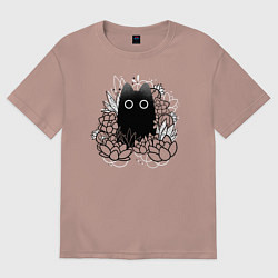 Женская футболка оверсайз Cat in plants