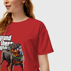 Футболка оверсайз женская ЧОП - ротвейлер из GTA 5, цвет: красный — фото 2