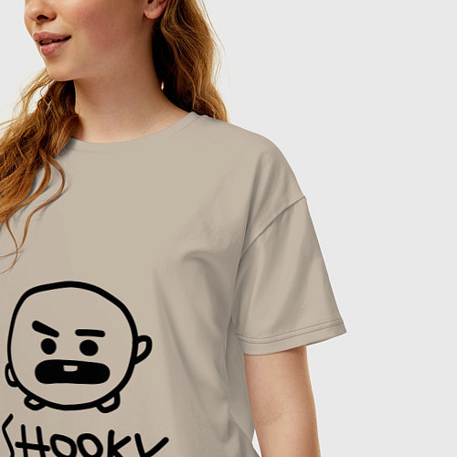 Женская футболка оверсайз SHOOKY BTS / Миндальный – фото 3