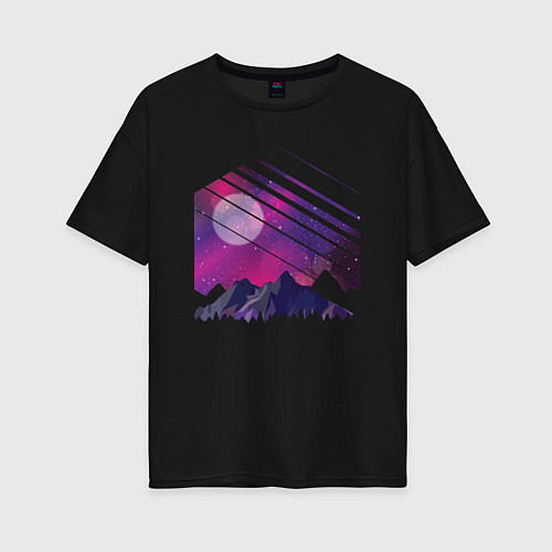 Женская футболка оверсайз Mountain Galaxy / Черный – фото 1