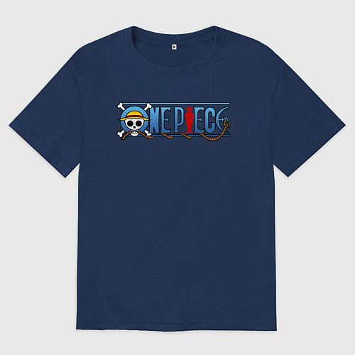 Женская футболка оверсайз ONE PIECE ВАН ПИС / Тёмно-синий – фото 1