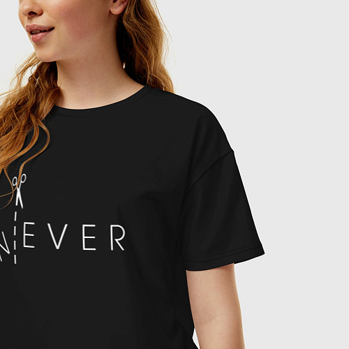 Женская футболка оверсайз N EVER / Черный – фото 3
