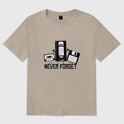 Футболка оверсайз женская Never Forget Эпоха VHS, цвет: миндальный