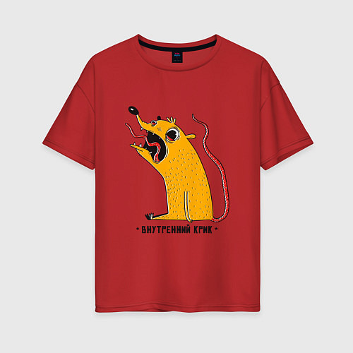 Женская футболка оверсайз Внутренний крик мем / Красный – фото 1
