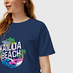 Футболка оверсайз женская Kailua beach, цвет: тёмно-синий — фото 2