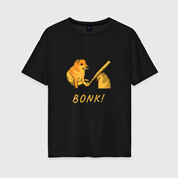 Футболка оверсайз женская Doge Bonk go to horny jail, цвет: черный