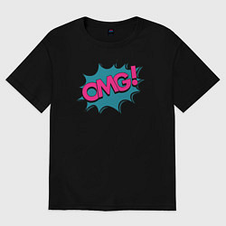Футболка оверсайз женская OMG! Комикс, цвет: черный
