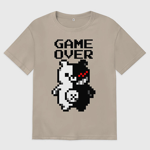 Женская футболка оверсайз MONOKUMA GAME OVER / Миндальный – фото 1