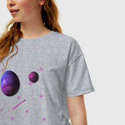 Футболка оверсайз женская Космос Планеты, цвет: меланж — фото 2