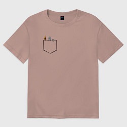 Футболка оверсайз женская Дарк соулс карман, цвет: пыльно-розовый