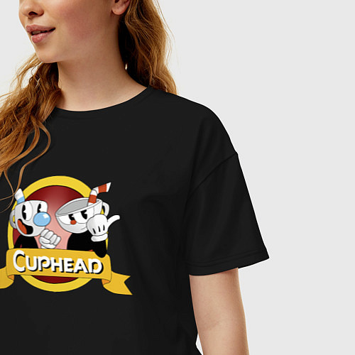 Женская футболка оверсайз CUPHEAD КАПХЕД / Черный – фото 3