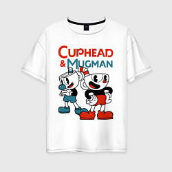 Футболка оверсайз женская Cuphead & Mugman, цвет: белый