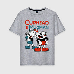 Футболка оверсайз женская Cuphead & Mugman, цвет: меланж