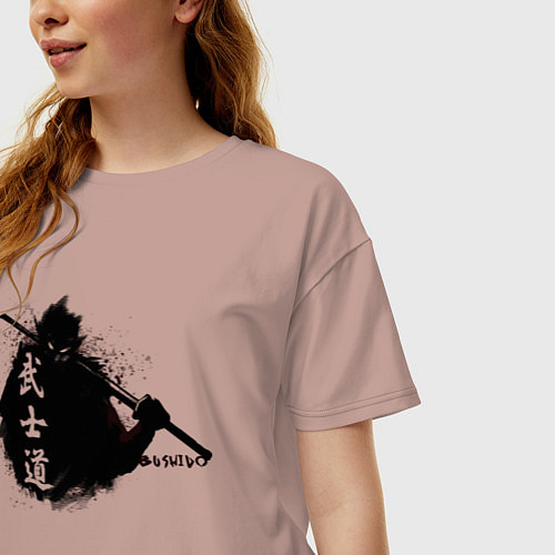 Женская футболка оверсайз Busido - путь воина демонического / Пыльно-розовый – фото 3