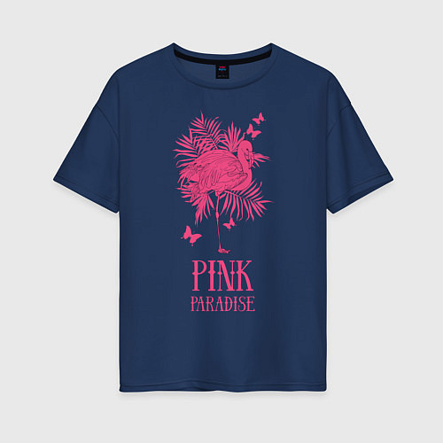 Женская футболка оверсайз Pink paradise / Тёмно-синий – фото 1