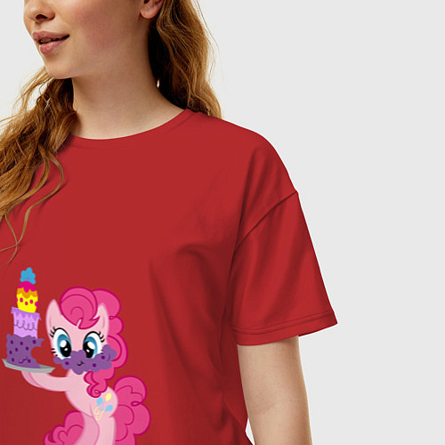 Женская футболка оверсайз My Little Pony Pinkie Pie / Красный – фото 3