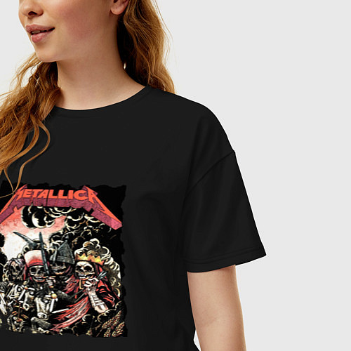 Женская футболка оверсайз METALLICA HARD ROCK / Черный – фото 3