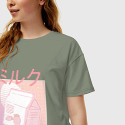 Футболка оверсайз женская Vaporwave Strawberry Milk, цвет: авокадо — фото 2