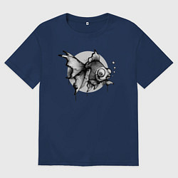 Футболка оверсайз женская Рыбка, цвет: тёмно-синий