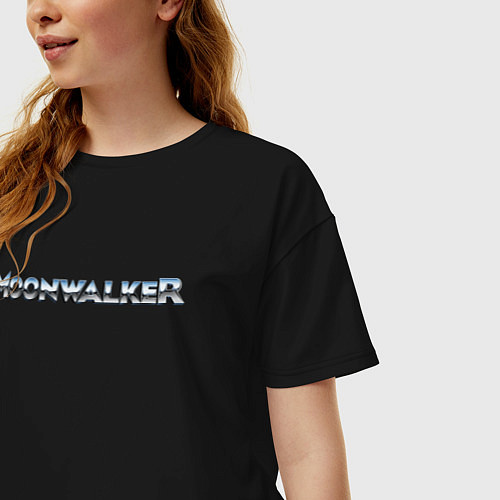 Женская футболка оверсайз Майкл Джексон MOONWALKER / Черный – фото 3
