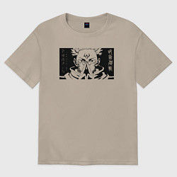 Футболка оверсайз женская Магическая битва Сукуна, цвет: миндальный