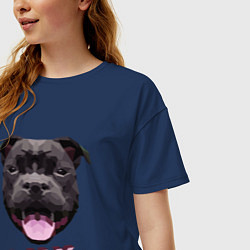 Футболка оверсайз женская DMX Low Poly Boomer Dog, цвет: тёмно-синий — фото 2