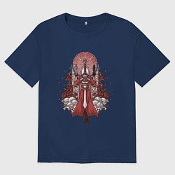 Футболка оверсайз женская Данте в розах, цвет: тёмно-синий