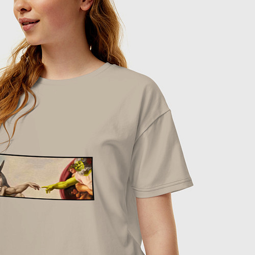 Женская футболка оверсайз Шрек: Сотворение ослика / Миндальный – фото 3