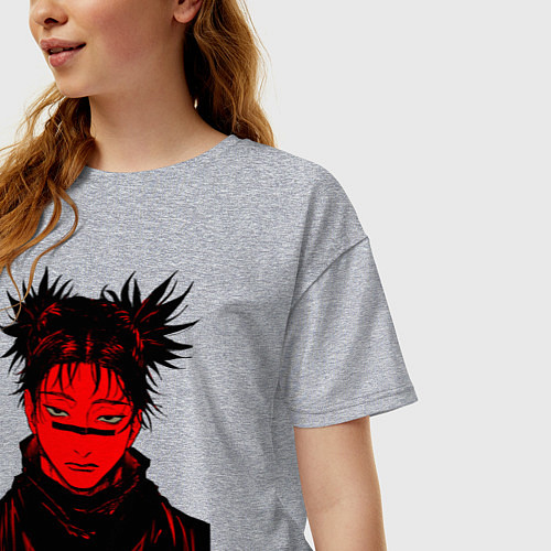 Женская футболка оверсайз Кровь Чосо Магическая Битва / Меланж – фото 3
