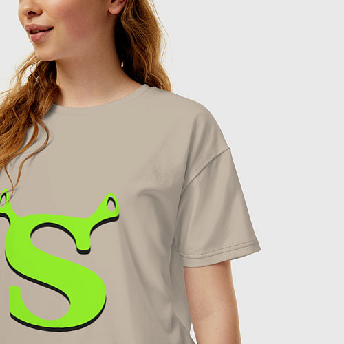 Женская футболка оверсайз Shrek: Logo S / Миндальный – фото 3