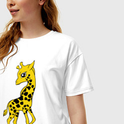 Футболка оверсайз женская Маленький жираф, цвет: белый — фото 2