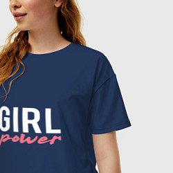 Футболка оверсайз женская Girl power, цвет: тёмно-синий — фото 2