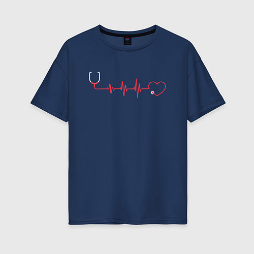 Женская футболка оверсайз Медсестра Стетоскоп Z / Тёмно-синий – фото 1