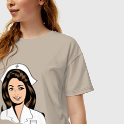 Футболка оверсайз женская Медсестра Nurse Z цвета миндальный — фото 2