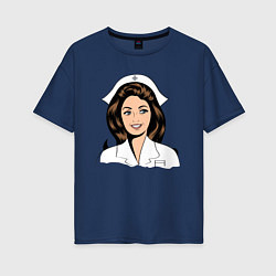 Футболка оверсайз женская Медсестра Nurse Z, цвет: тёмно-синий