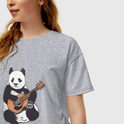 Футболка оверсайз женская Панда гитарист Panda Guitar, цвет: меланж — фото 2