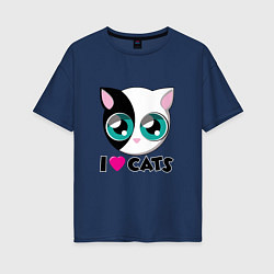 Женская футболка оверсайз I Love Cats