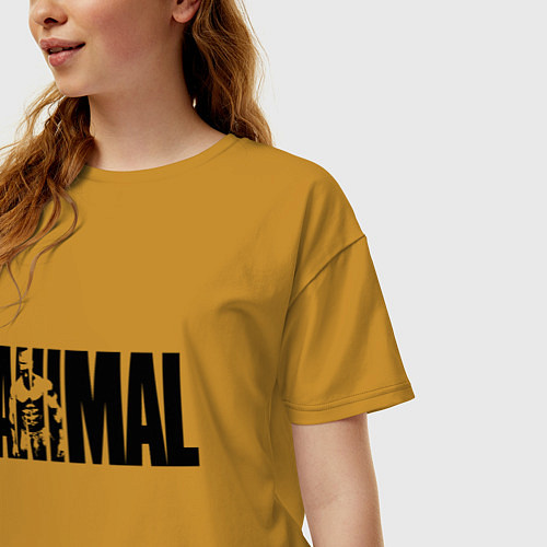 Женская футболка оверсайз ANIMAL ЭНИМАЛ / Горчичный – фото 3