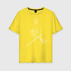Футболка оверсайз женская Лайн Арт Зоро из One Piece, цвет: желтый