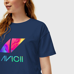 Футболка оверсайз женская AVICII RAIBOW, цвет: тёмно-синий — фото 2