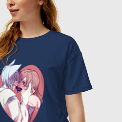 Футболка оверсайз женская Tomoe and Nanami KIss, цвет: тёмно-синий — фото 2
