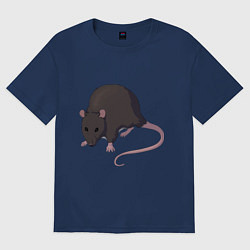 Футболка оверсайз женская Чёрная крыса, цвет: тёмно-синий