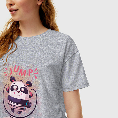 Женская футболка оверсайз Panda jump / Меланж – фото 3