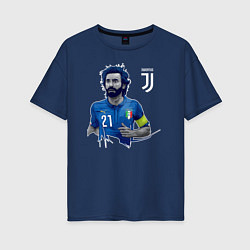 Футболка оверсайз женская Andrea Pirlo, цвет: тёмно-синий
