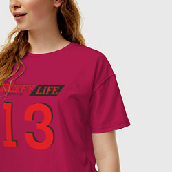 Футболка оверсайз женская Hockey life Number series, цвет: маджента — фото 2