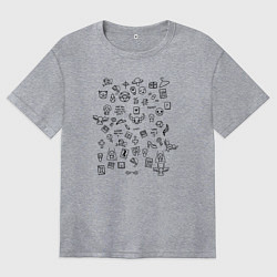 Футболка оверсайз женская THE BINDING OF ISAAC СТИКИ, цвет: меланж