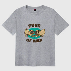 Футболка оверсайз женская Pugs of War - Мопсы войны, цвет: меланж